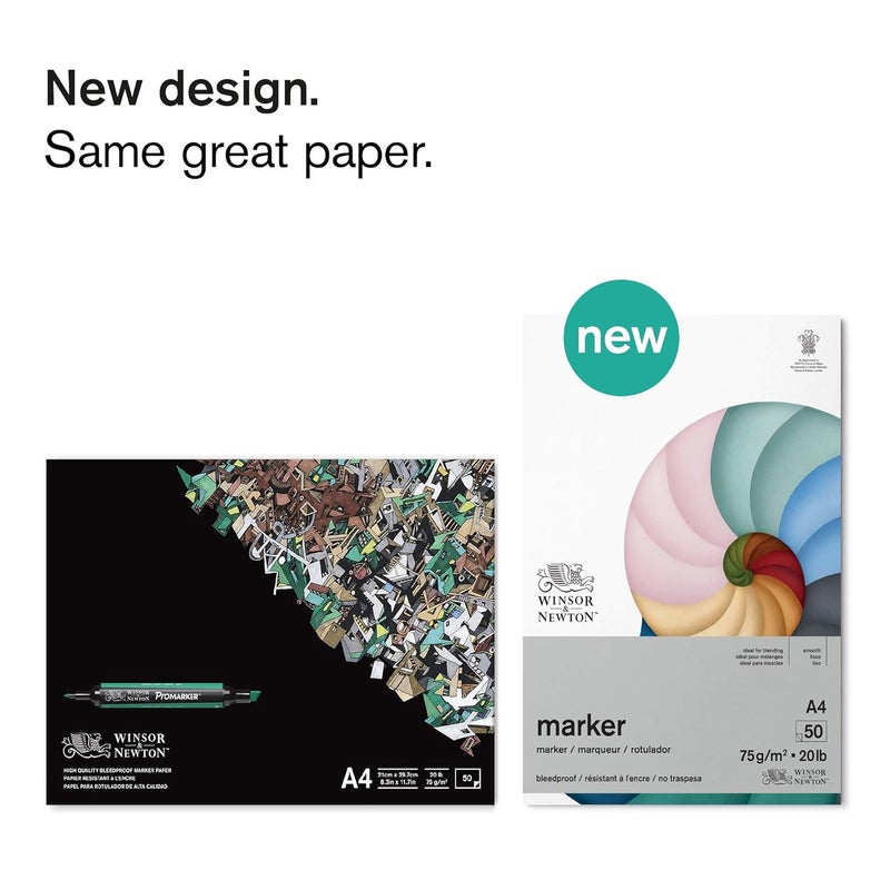 Winsor Newton Winsor Newton Bleedproof Marker Paper Smooth 75 GSM A4 21 cm x 297 cm or 8 x 12 Natural White Short Side Glued Pad of 50 Sheets  - Image 3