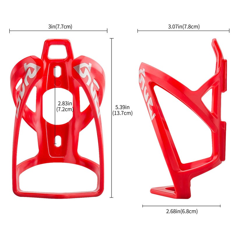 Suruid Bike Water Bottle Cage, Universal Bike Water Drink Holder, Durable Ultralight Plastic Water Bottle Holder for Bicycle, Cycling Bottle Cages for MTB, Road Bike, Mountain Bikes, 2 Pack - Red - Image 2