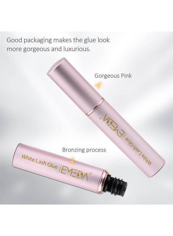 EMEDA غراء رموش صناعية قوة تثبيت فائقة يدوم طويلاً 24 ساعة مقاوم للماء خالي من اللاتكس أفضل غراء رموش عيون شريط أبيض شفاف لاصق رموش 5 مل 0.17 أونصة - Image 2
