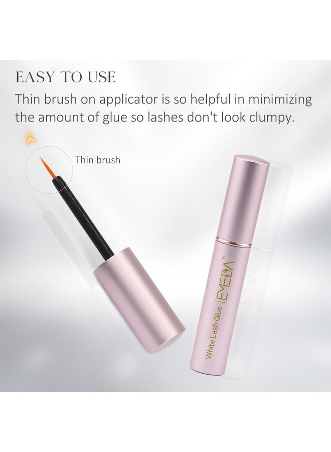 EMEDA غراء رموش صناعية قوة تثبيت فائقة يدوم طويلاً 24 ساعة مقاوم للماء خالي من اللاتكس أفضل غراء رموش عيون شريط أبيض شفاف لاصق رموش 5 مل 0.17 أونصة - Image 4