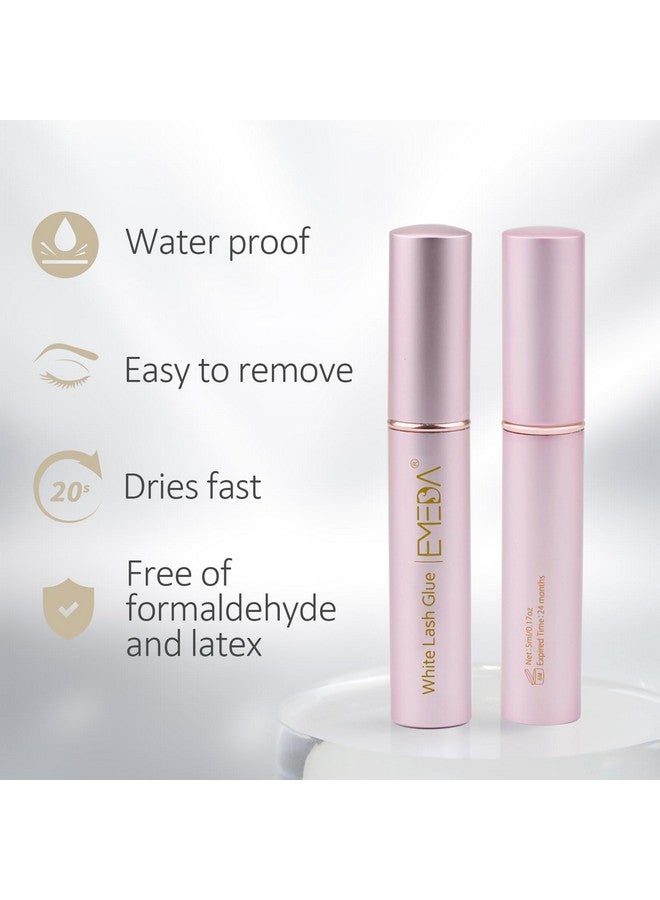 EMEDA غراء رموش صناعية قوة تثبيت فائقة يدوم طويلاً 24 ساعة مقاوم للماء خالي من اللاتكس أفضل غراء رموش عيون شريط أبيض شفاف لاصق رموش 5 مل 0.17 أونصة - Image 3