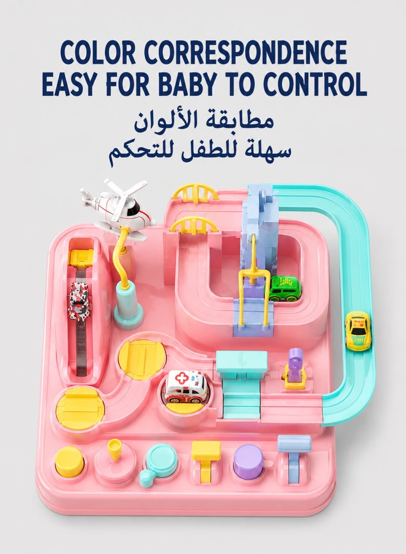 GOOGO Kids Car Adventure Toy, Cars Race Track Toys with 5 Toy Cars, Race Track Vehicle Set, Fun Durable Adventure Vehicles Toy, Preschool Educational Interactive Toy, Easy to Install and Play, No Battery Required, Ideal Gift for Kids Aged 3+ - Image 2