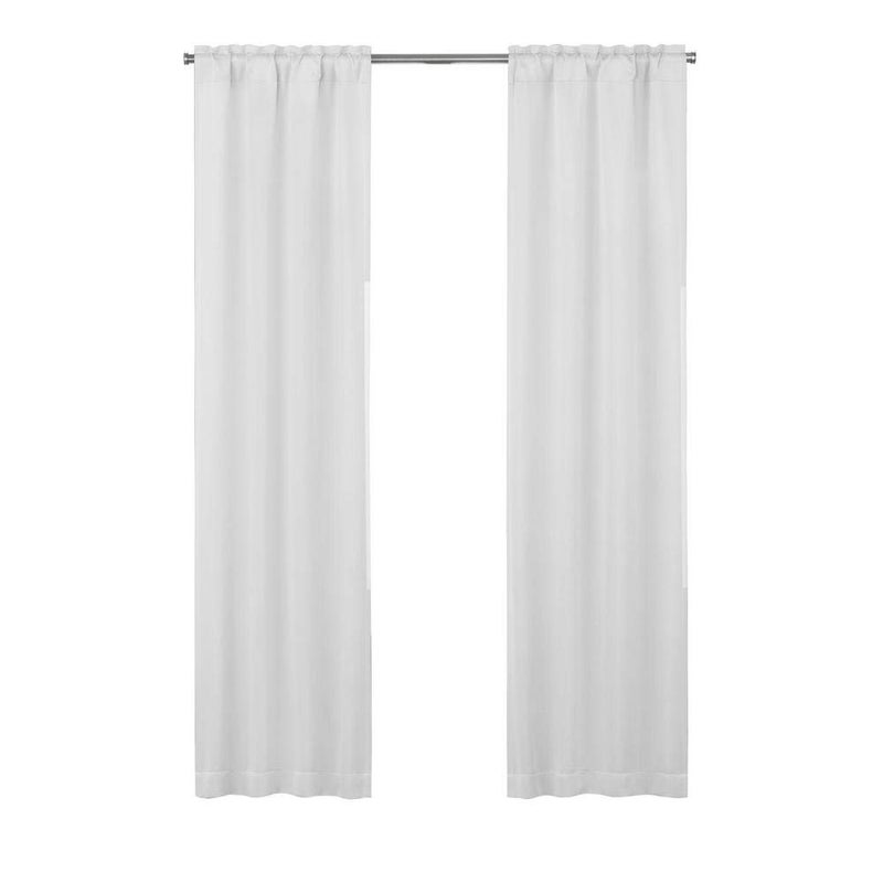 ECLIPSE Solid Minimalist Blackout Thermal Liner for Window Curtains with Drapery Hooks 2 Panels 27 x 60 White