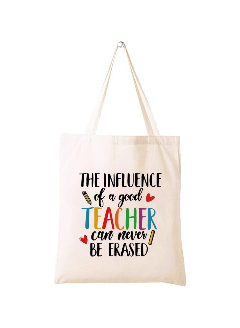 Teacher's day Gift Cotton Bag with Funny Design - Reusable Canvas Tote Bag - Eco Friendly - Lightweight - Grocery Shopping Bag - Gifts for Teacher - School - Office - Travel  - Image 1