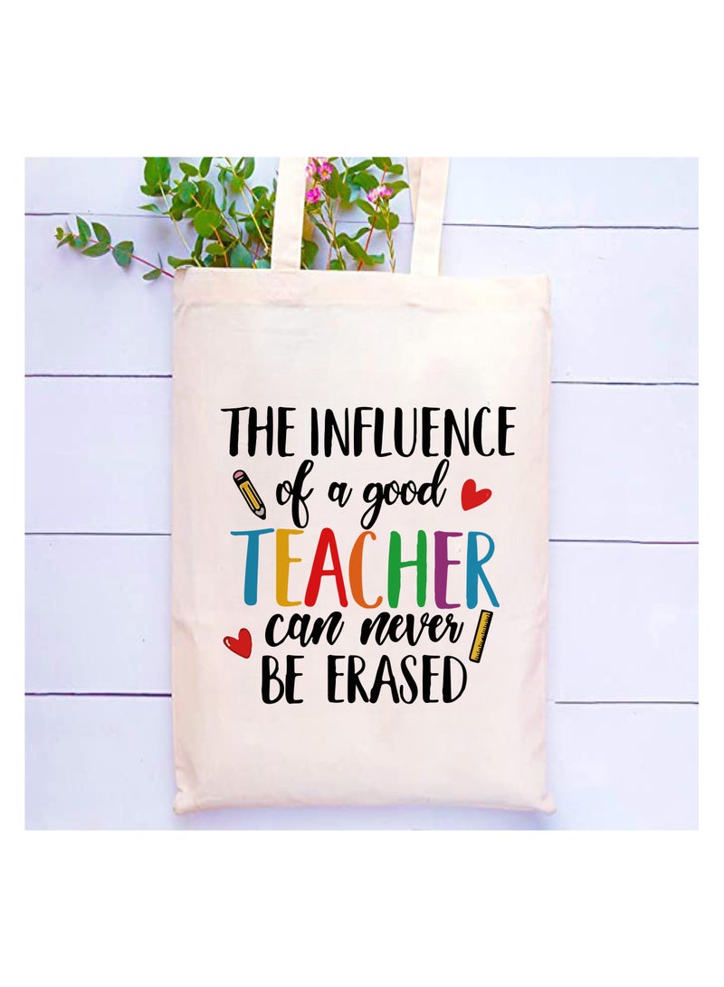 Teacher's day Gift Cotton Bag with Funny Design - Reusable Canvas Tote Bag - Eco Friendly - Lightweight - Grocery Shopping Bag - Gifts for Teacher - School - Office - Travel  - Image 2