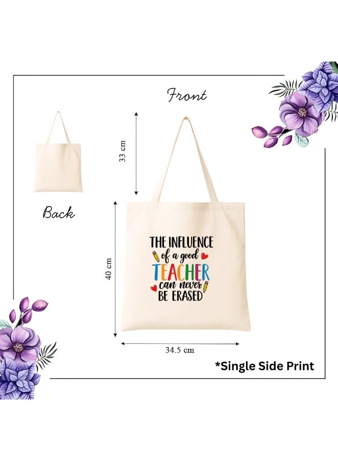 Teacher's day Gift Cotton Bag with Funny Design - Reusable Canvas Tote Bag - Eco Friendly - Lightweight - Grocery Shopping Bag - Gifts for Teacher - School - Office - Travel - Image 4
