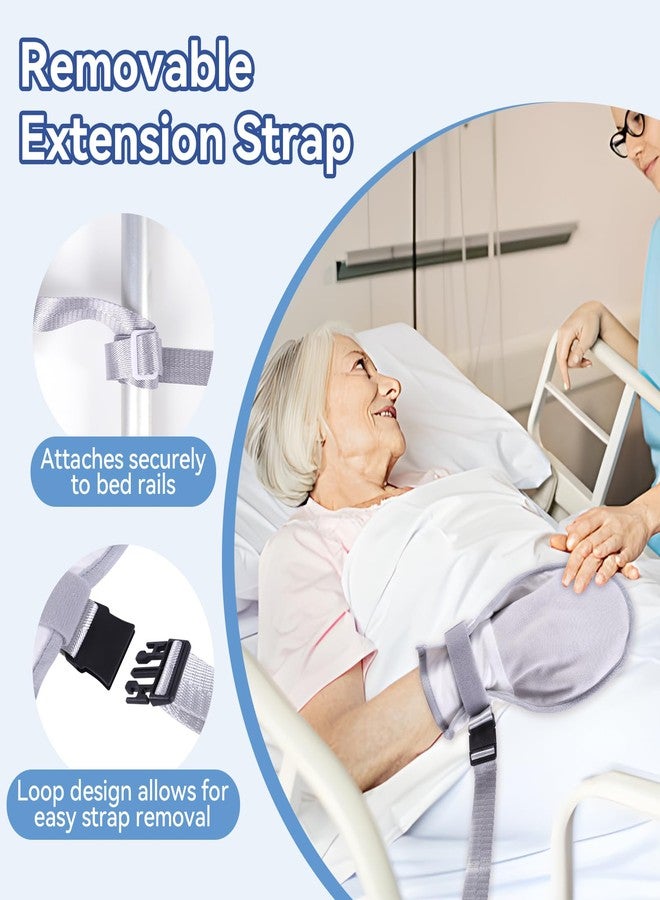 OUWERALL Dementia Restraint Mittens with Ties for Adults, 2Pcs Anti Scratch Patient Mittens with Flat snap fastener & Finger Ring, Hand Protective Mitts for Elderly, Hospital, Home Care - Image 5