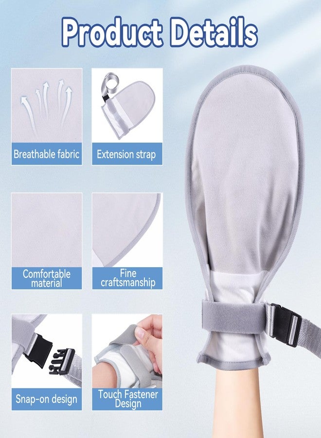 OUWERALL Dementia Restraint Mittens with Ties for Adults, 2Pcs Anti Scratch Patient Mittens with Flat snap fastener & Finger Ring, Hand Protective Mitts for Elderly, Hospital, Home Care - Image 2