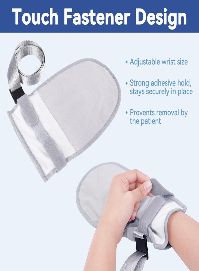 OUWERALL Dementia Restraint Mittens with Ties for Adults, 2Pcs Anti Scratch Patient Mittens with Flat snap fastener & Finger Ring, Hand Protective Mitts for Elderly, Hospital, Home Care - Image 4