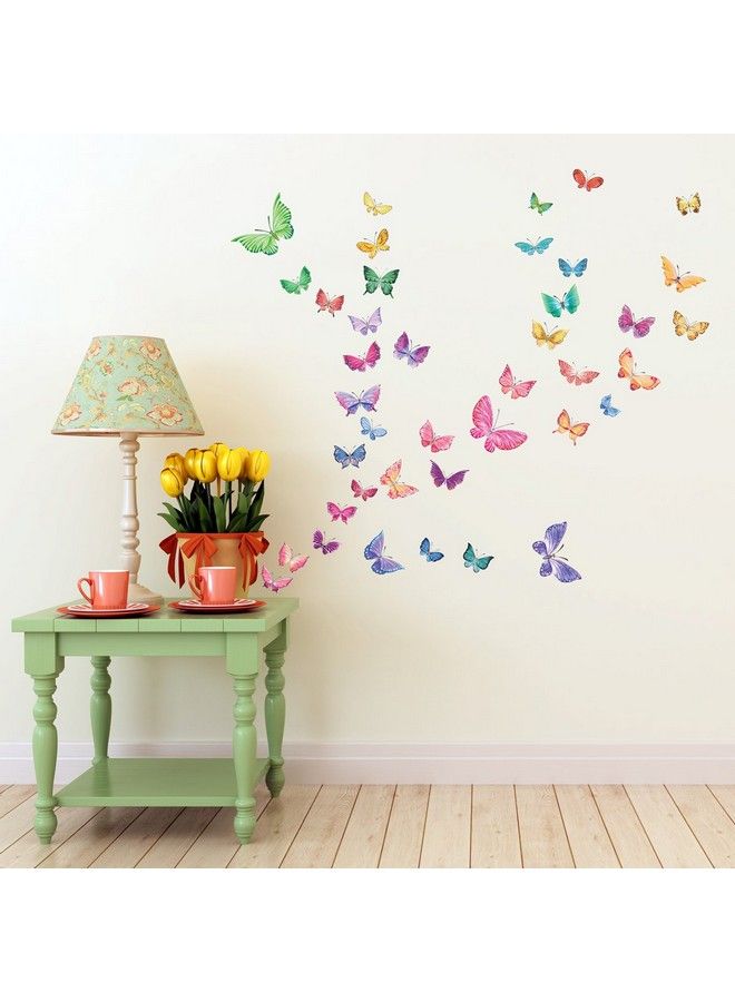 Decowall Ds81602 Watercolour Butterflies Kids Wall Stickers Wall Decals Peel And Stick Removable Wall Stickers For Kids Nursery Bedroom Living Room D?Cor - Image 1