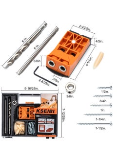 KSEIBI Plastic HD Pocket Hole Jig Set, 5pcs Mini Jig Pocket Hole System Kit, Drill Jig Kit, Step Drill Bit, Oblique Hole Positioner, Ideal for Woodworking, Carpentry Guide, Screws and Storage Case.  - Image 2