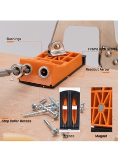 KSEIBI Plastic HD Pocket Hole Jig Set, 5pcs Mini Jig Pocket Hole System Kit, Drill Jig Kit, Step Drill Bit, Oblique Hole Positioner, Ideal for Woodworking, Carpentry Guide, Screws and Storage Case.  - Image 3