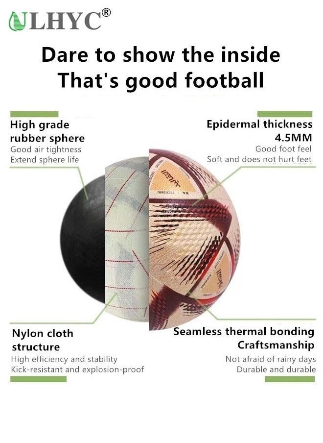 ULHYC No.5 Football World Cup Final Match Football Replica Heat Bonded Football Adult Training Football 2022 Al Rihla Football Replica  - Image 3