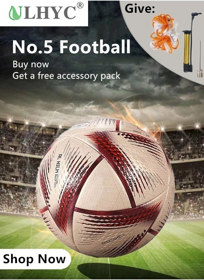 ULHYC No.5 Football World Cup Final Match Football Replica Heat Bonded Football Adult Training Football 2022 Al Rihla Football Replica  - Image 1