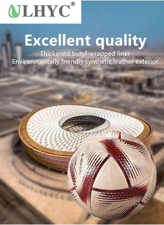 ULHYC No.5 Football World Cup Final Match Football Replica Heat Bonded Football Adult Training Football 2022 Al Rihla Football Replica  - Image 4