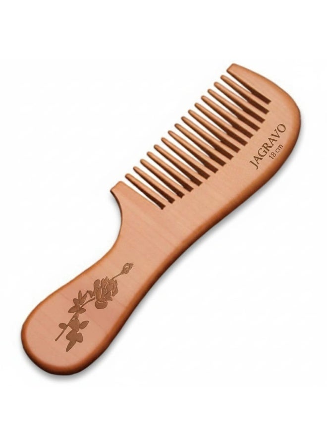 Jagravo Wooden Wide Tooth Hair & Beard Comb Anti-Static Detangling - Image 1
