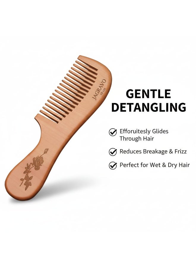 Jagravo Wooden Wide Tooth Hair & Beard Comb Anti-Static Detangling - Image 4