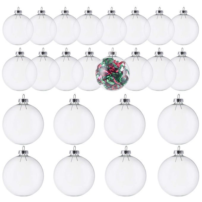 24 Pack Glass Ornament Balls Fillable Ornaments for DIY Craft Projects Christmas Wedding Party Home Decor