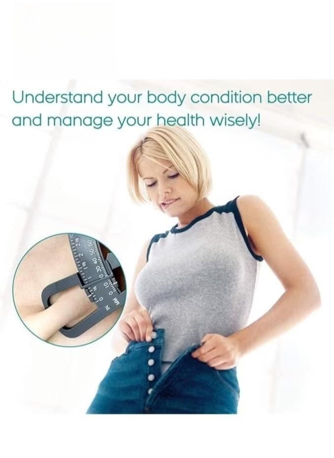 XiuWoo Body Fat Caliper and Measuring Tape for Body Skinfold Calipers and Body Fat Tape Measure Tool for Accurately Measuring BMI Skin Fold Fitness and Weight Loss Upgraded New Design, Black  - Image 3