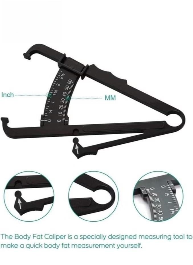 XiuWoo Body Fat Caliper and Measuring Tape for Body Skinfold Calipers and Body Fat Tape Measure Tool for Accurately Measuring BMI Skin Fold Fitness and Weight Loss Upgraded New Design, Black  - Image 2