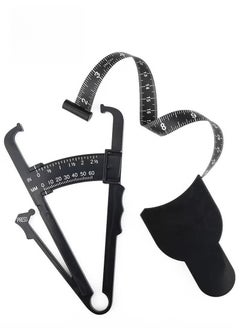 XiuWoo Body Fat Caliper and Measuring Tape for Body Skinfold Calipers and Body Fat Tape Measure Tool for Accurately Measuring BMI Skin Fold Fitness and Weight Loss Upgraded New Design, Black  - Image 1