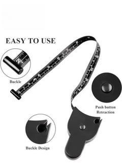 XiuWoo Body Fat Caliper and Measuring Tape for Body Skinfold Calipers and Body Fat Tape Measure Tool for Accurately Measuring BMI Skin Fold Fitness and Weight Loss Upgraded New Design, Black  - Image 4