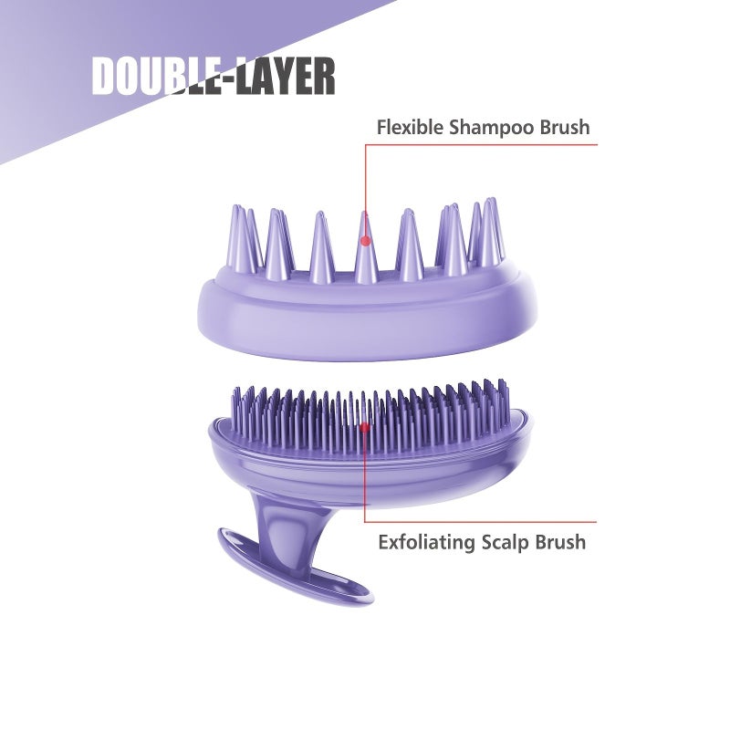 2in1 Purple Scalp Massager Shampoo Brush for Relaxing Shower and Body Spa Care - Image 4