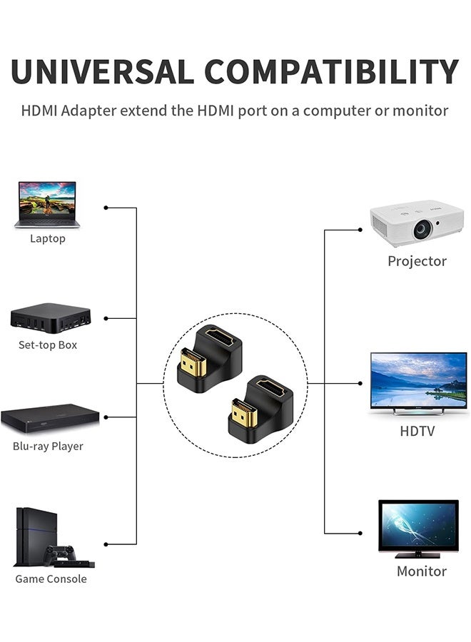 با لوف عبوتان من محولات HDMI 8K بزاوية 180 درجة، محول HDMI على شكل حرف U، محول HDMI بزاوية هبوط 2.1 من ذكر إلى أنثى بسرعة 48 جيجابت في الثانية مع مؤشر LED للتلفاز عالي الوضوح، PS5، الكمبيوتر المحمول - Image 5