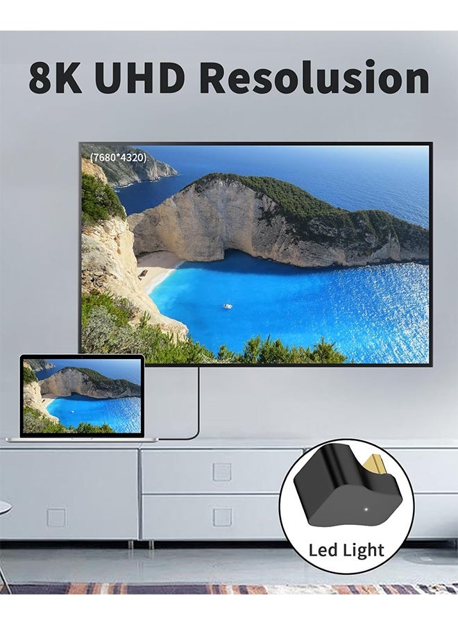 با لوف عبوتان من محولات HDMI 8K بزاوية 180 درجة، محول HDMI على شكل حرف U، محول HDMI بزاوية هبوط 2.1 من ذكر إلى أنثى بسرعة 48 جيجابت في الثانية مع مؤشر LED للتلفاز عالي الوضوح، PS5، الكمبيوتر المحمول - Image 3