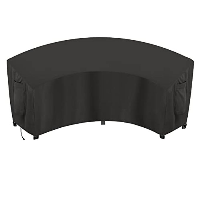 OutdoorLines Waterproof Curved Outdoor Sectional Cover UV Resistant Windproof Patio Sectional Sofa Covers for Deck, Lawn and Backyard, Heavy Duty Furniture Covers (120Lx36Dx38Hx82FL, Black) - Image 1