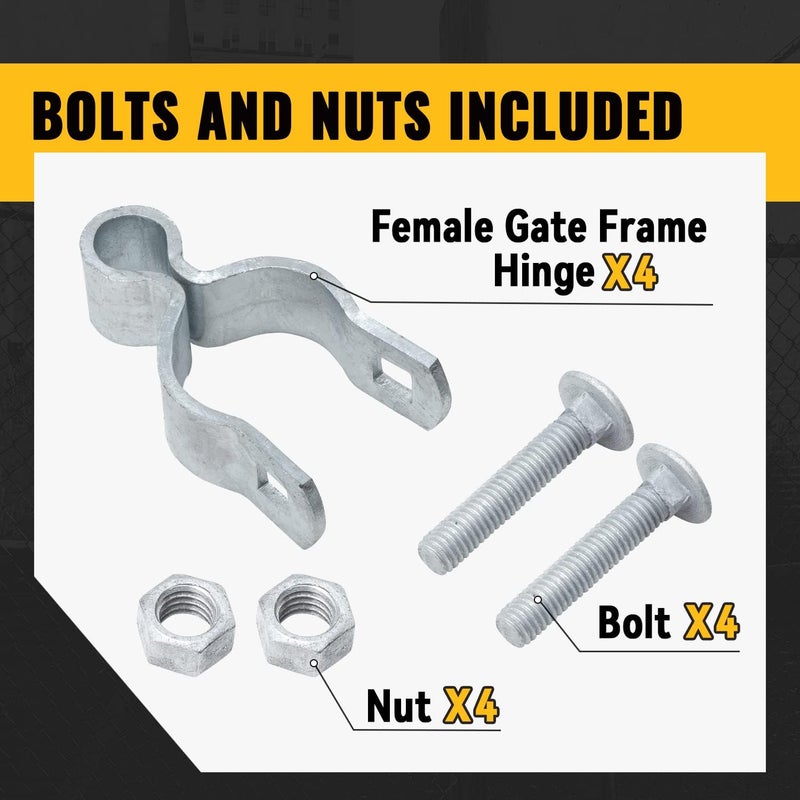 VIVIDA 1-5/8" Chain Link Female Gate Hinge, Metal Gate Hinge for 1-5/8" OD Post/Pipe, Chain Link Fence Hardware, Galvanized Steel, 4 PCS - Image 5