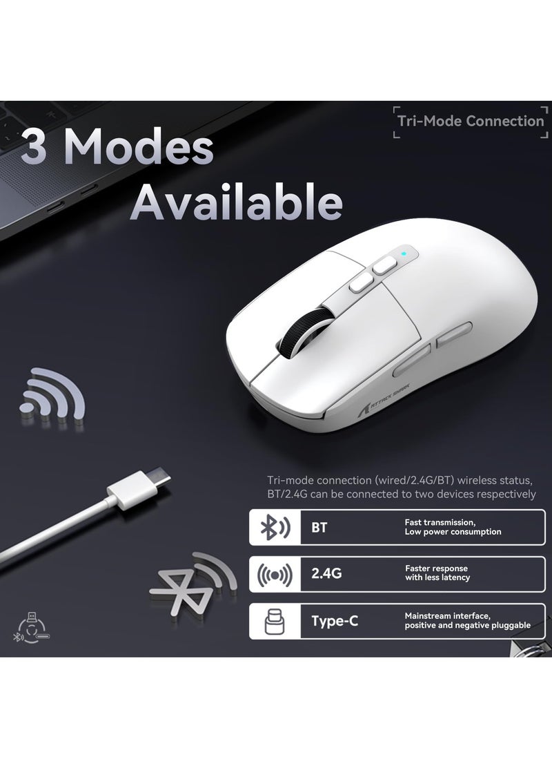 Attack Shark - X6 Superlight Wireless Gaming Mouse with Magnetic RGB Charging Base, BT/2.4G Wireless/Wired Mouse, PixArt PAW3395 Sensor, 26000DPI, 200Hrs Battery for Win/Mac - Image 1