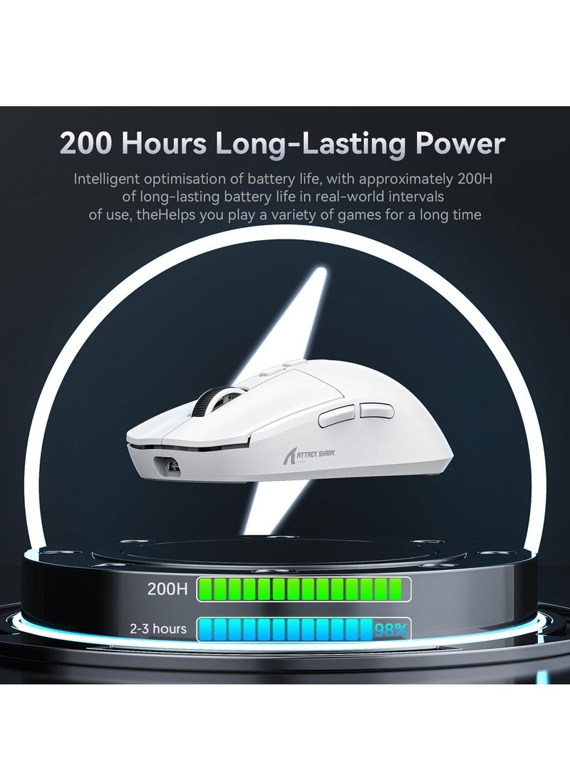 Attack Shark - X6 Superlight Wireless Gaming Mouse with Magnetic RGB Charging Base, BT/2.4G Wireless/Wired Mouse, PixArt PAW3395 Sensor, 26000DPI, 200Hrs Battery for Win/Mac - Image 1