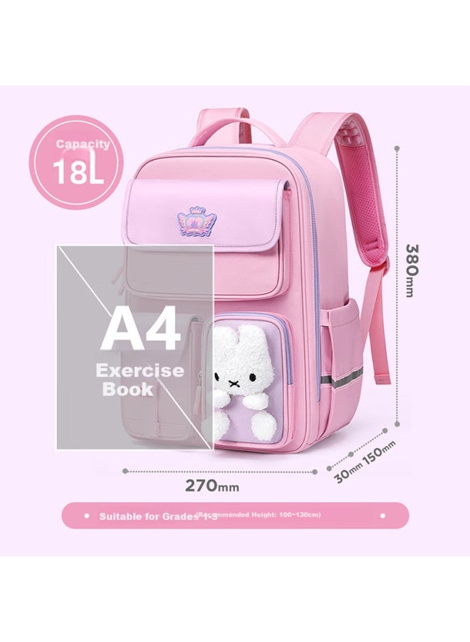 Ninth Castle The Ninth Castle Primary School Student Spine Protection Backpack For Girls Cartoon Rabbit Lightweight School Bag For Boys 1st-3rd-6th Grade - Image 2