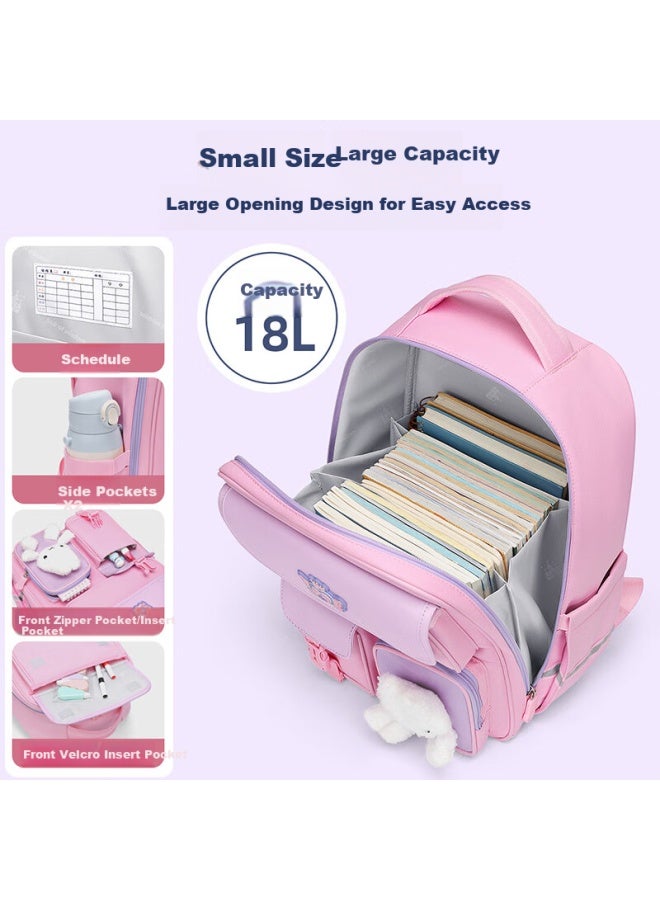 Ninth Castle The Ninth Castle Primary School Student Spine Protection Backpack For Girls Cartoon Rabbit Lightweight School Bag For Boys 1st-3rd-6th Grade - Image 3