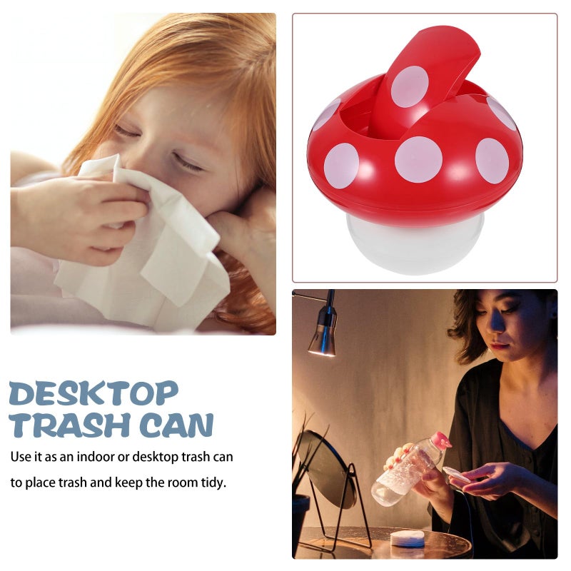 Mini Creative Mushroom Trash Can With Lid Small Desktop Garbage Bin For Office Home Kitchen - Image 4
