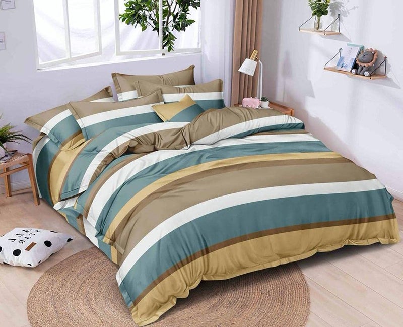 MORADO Premium Glace Cotton Geometric Design Duvet Cover - Double, Multi Colours with Zipper - Image 1
