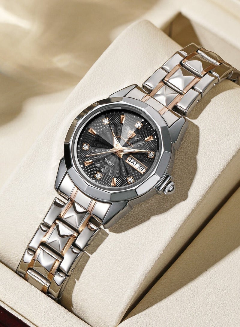 GOHUOS Women's watch, Stainless Steel Analog Waterproof Luminous Quartz Classic Luxury Round Business Fashion Wrist Watch - 26mm - Image 2