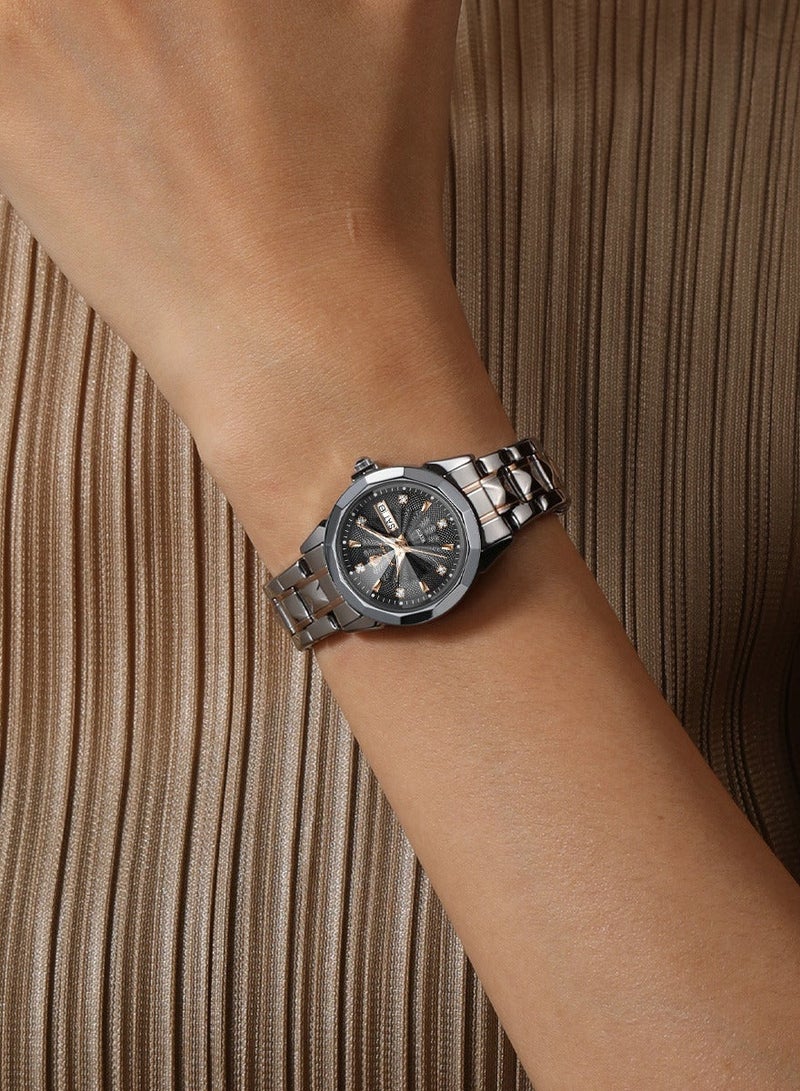 GOHUOS Women's watch, Stainless Steel Analog Waterproof Luminous Quartz Classic Luxury Round Business Fashion Wrist Watch - 26mm - Image 3