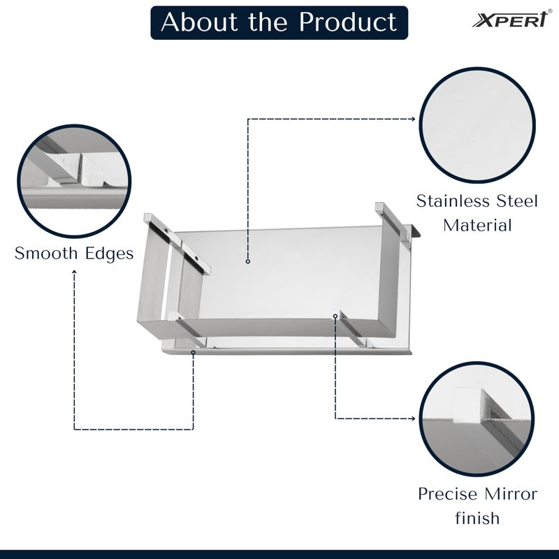 Xpert 903 Shelf Shelf for Bathroom, Pack of 1, Made of Stainless Steel, Washroom Rack & Bathroom Accessories Holder Corner Rack for Bathroom - Bathroom Accessories Holder - Image 2