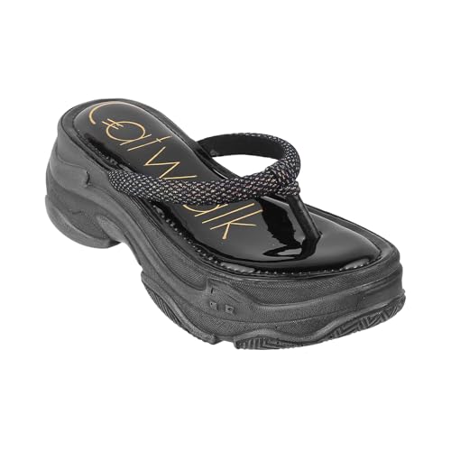 Catwalk Women Stylised Open Back Wedges | For Women & Girls (BLACK,6 UK) - Image 1
