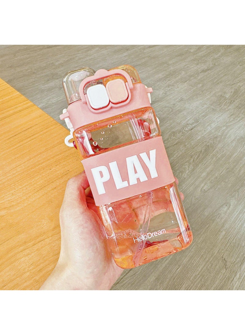 Square plastic cup dual drink sports portable outdoor student water bottle