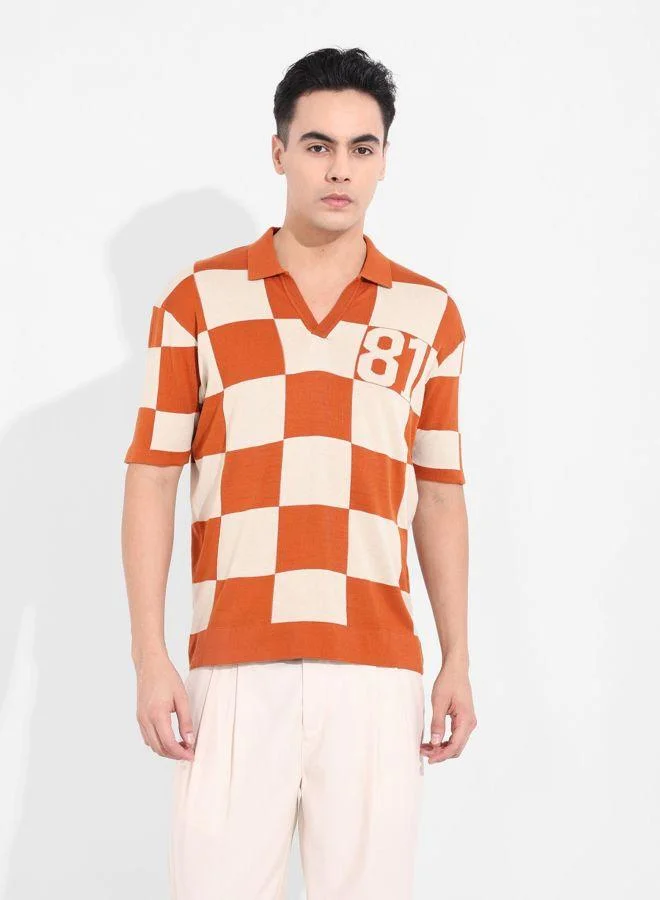 شركة المرآب الهندية تيشيرت بولو رجالي بأكمام نصفية وقصة واسعة بنقشة بارزة