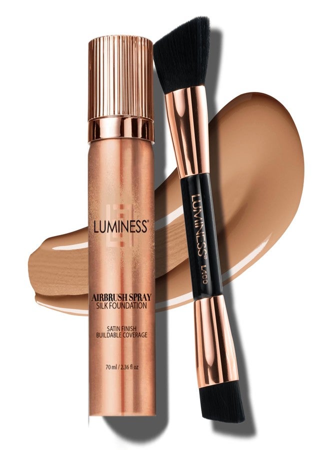 LUMINESS Face Time All In One Makeup Kit - Includes Face Palette, Airbrush Foundation, and Makeup Brush - Long-Wearing, Silky, Soft, Easy to Blend, 3-PC Make Up Set (07 - Warm) - Image 3