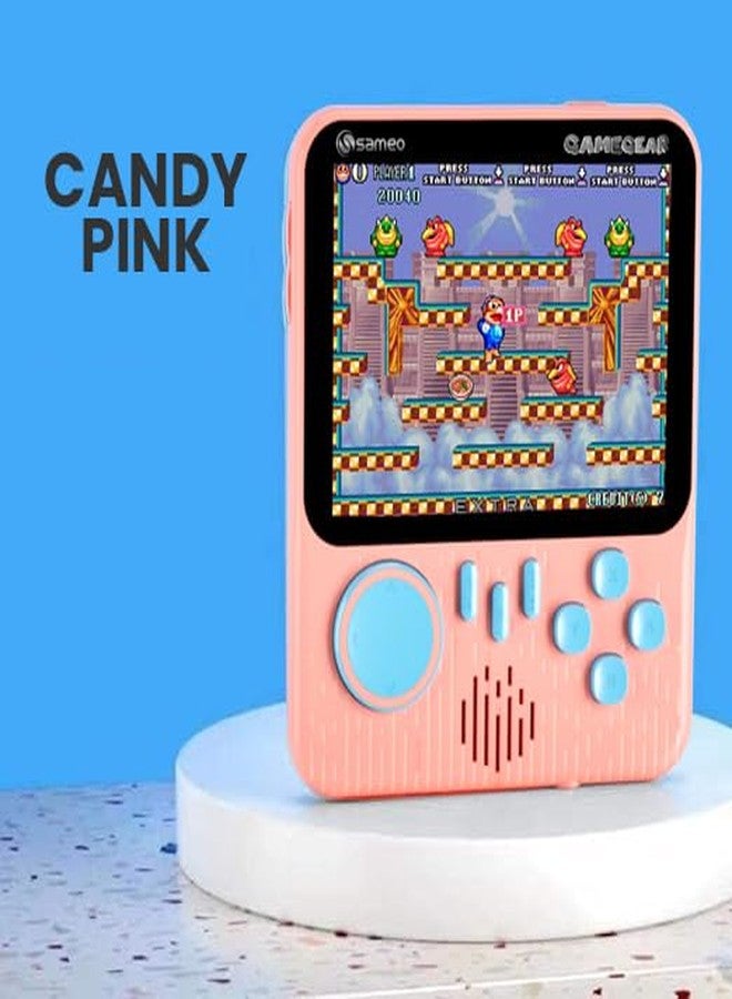 جهاز ألعاب فيديو محمول من ساميو جيم جير، لعبة صغيرة كلاسيكية مع 666 لعبة كلاسيكية متوافقة مع التلفزيون للأطفال، قابلة لإعادة الشحن، 8 بت كلاسيكية (لون وردي فاتح) - Image 3