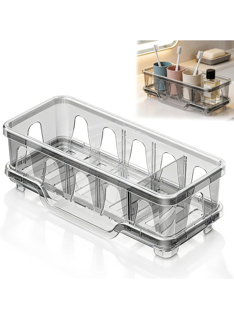 Kitchen Sink Sponge Holder, Sink Caddy Organizer with Compartments, Self-Draining and Easy-Clean Design, Sink Caddy for Kitchen Sink, Bathroom, Vanity, Countertop Storage, Kitchen Sink Caddy Organizer - Image 1