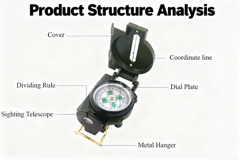 Fly across Military Compass. lensatic Compass.Outdoor Hiking Survival Compass. Camping and Children's Survival Compass.Emergency-Oriented Durable. - Image 4
