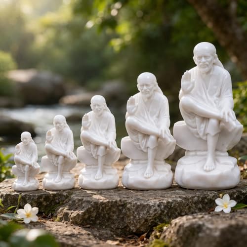 Sai Amrut S A Gifts Italian Marble Dust Ashirwad Hand Sai Baba Idol/Murti for Home and Office Decor/Used in Pooja/Mandir (3.5 INCH) - Image 5