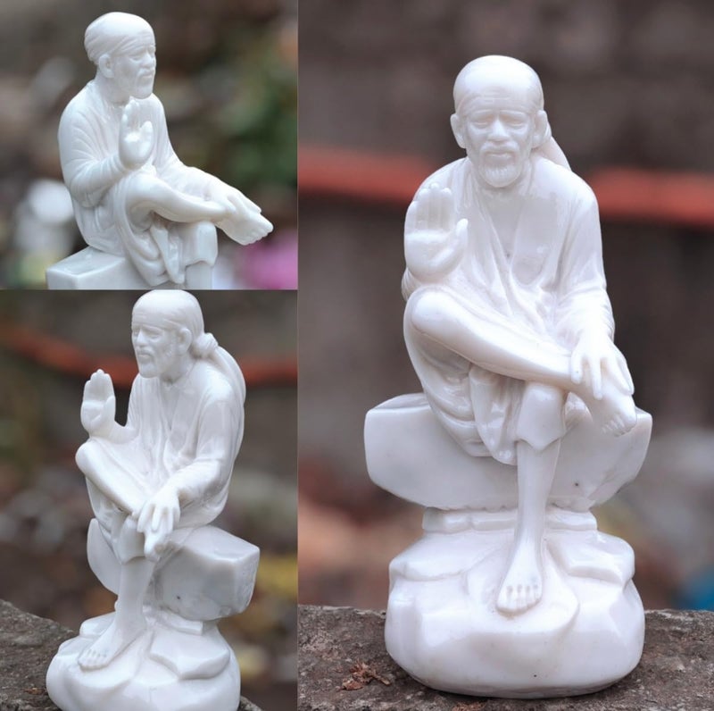 Sai Amrut S A Gifts Italian Marble Dust Ashirwad Hand Sai Baba Idol/Murti for Home and Office Decor/Used in Pooja/Mandir (3.5 INCH) - Image 4