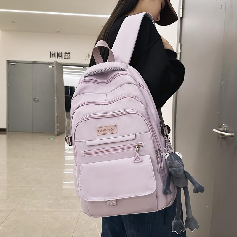 Lamprod Cute Aesthetic Girls Backpack for School Large Capacity Bookbags College Backpack for Students Kids Teen Girls Laptop Bookbag Casual Travel Daypacks(Purple) - Image 4